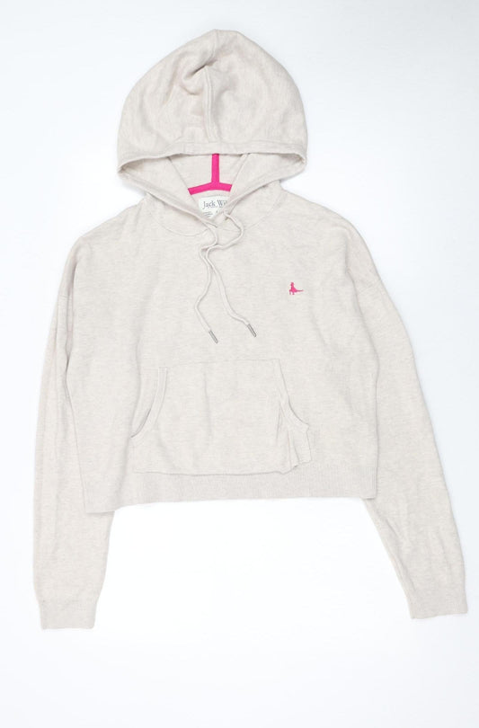 Jack Wills Womens Beige Hooded Pullover Jumper Size 14