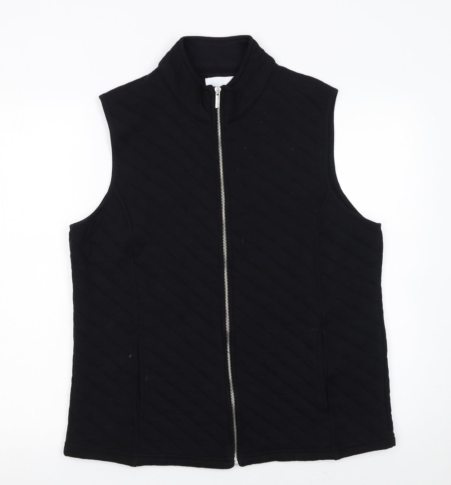 Dash Women's Black Quilted Zip Waistcoat Size 18 Regular Cotton