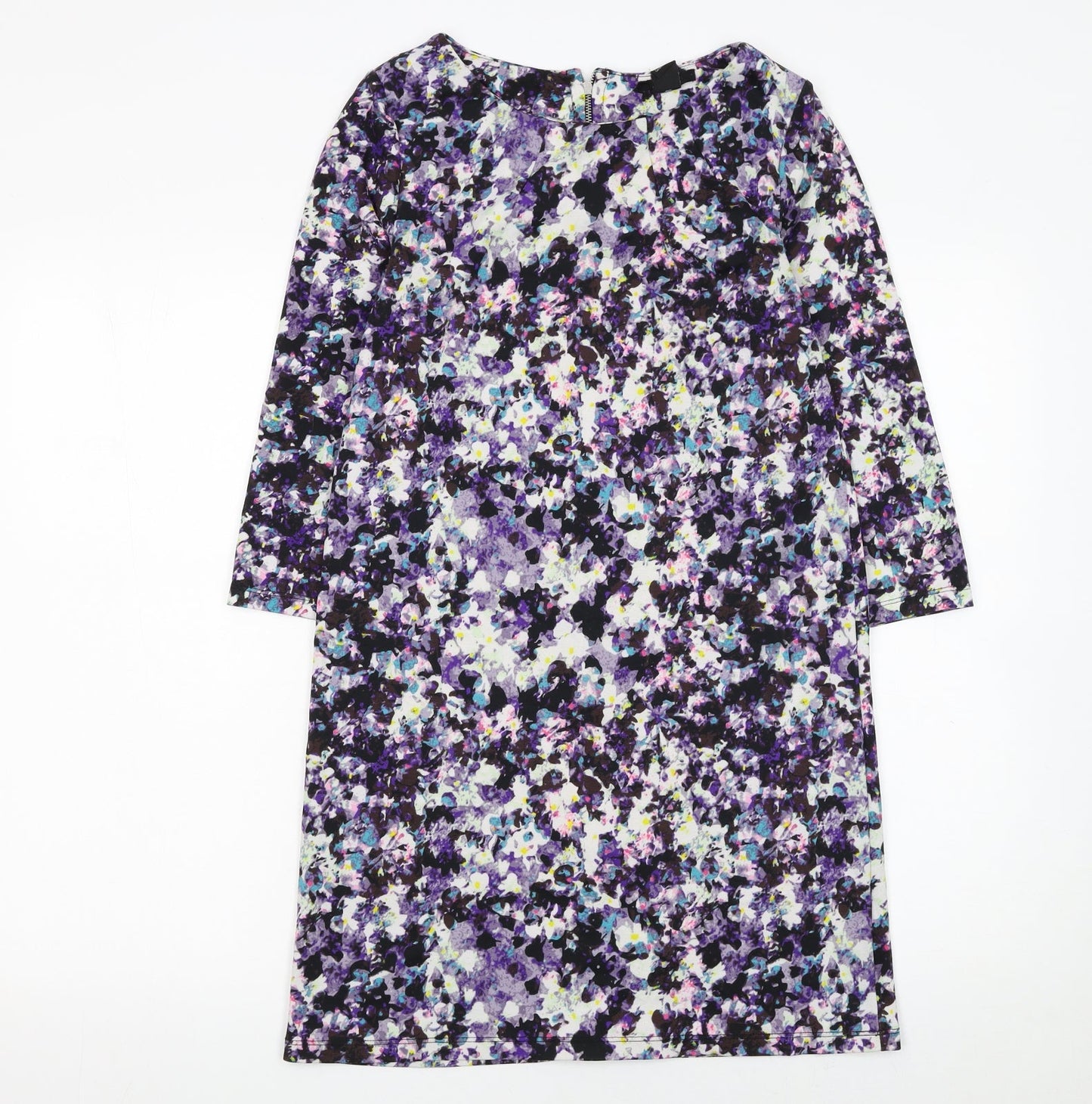H&M Women’s Multicoloured Floral Shift Dress XS 3/4 Sleeve