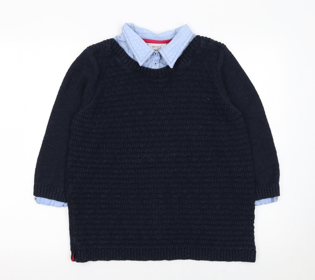 Marks and Spencer Women’s Blue Collared Knit Jumper Size 16