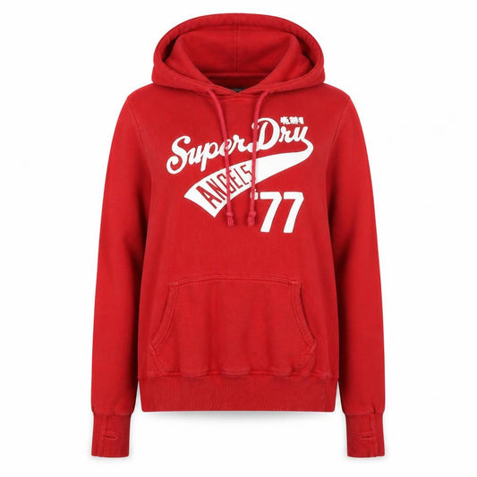 Superdry Women Red Pullover Hoodie S Cotton Blend Graphic Print
