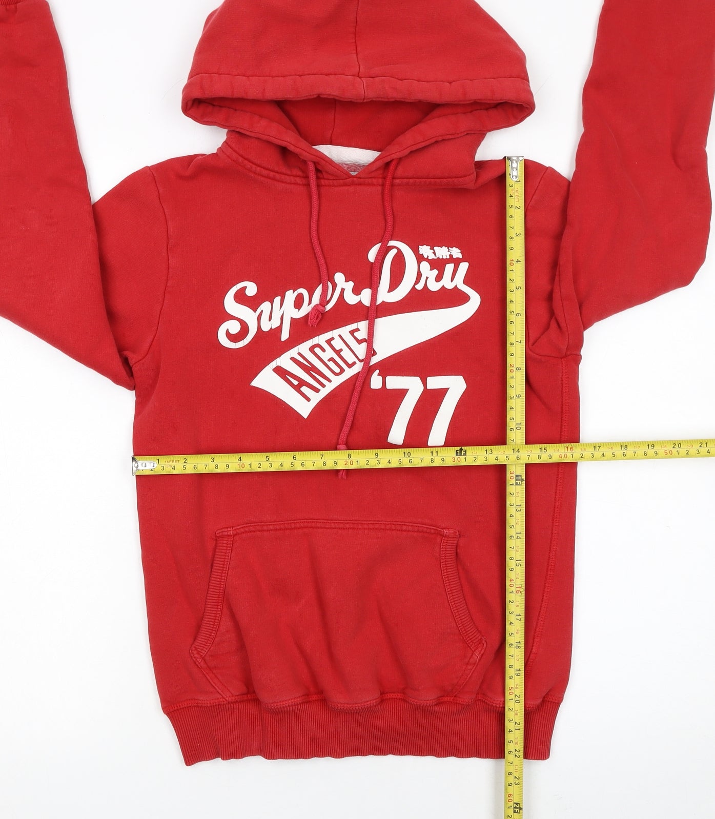 Superdry Women Red Pullover Hoodie S Cotton Blend Graphic Print