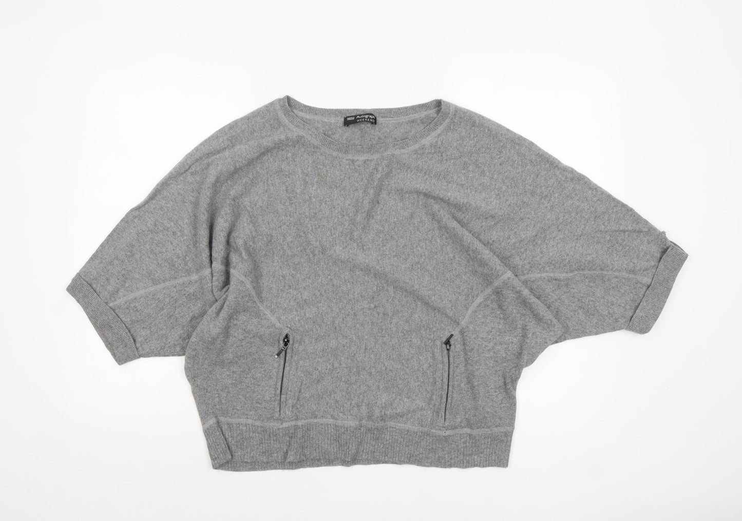 Marks and Spencer Women's Grey 3/4 Sleeve Knit Jumper Size 14