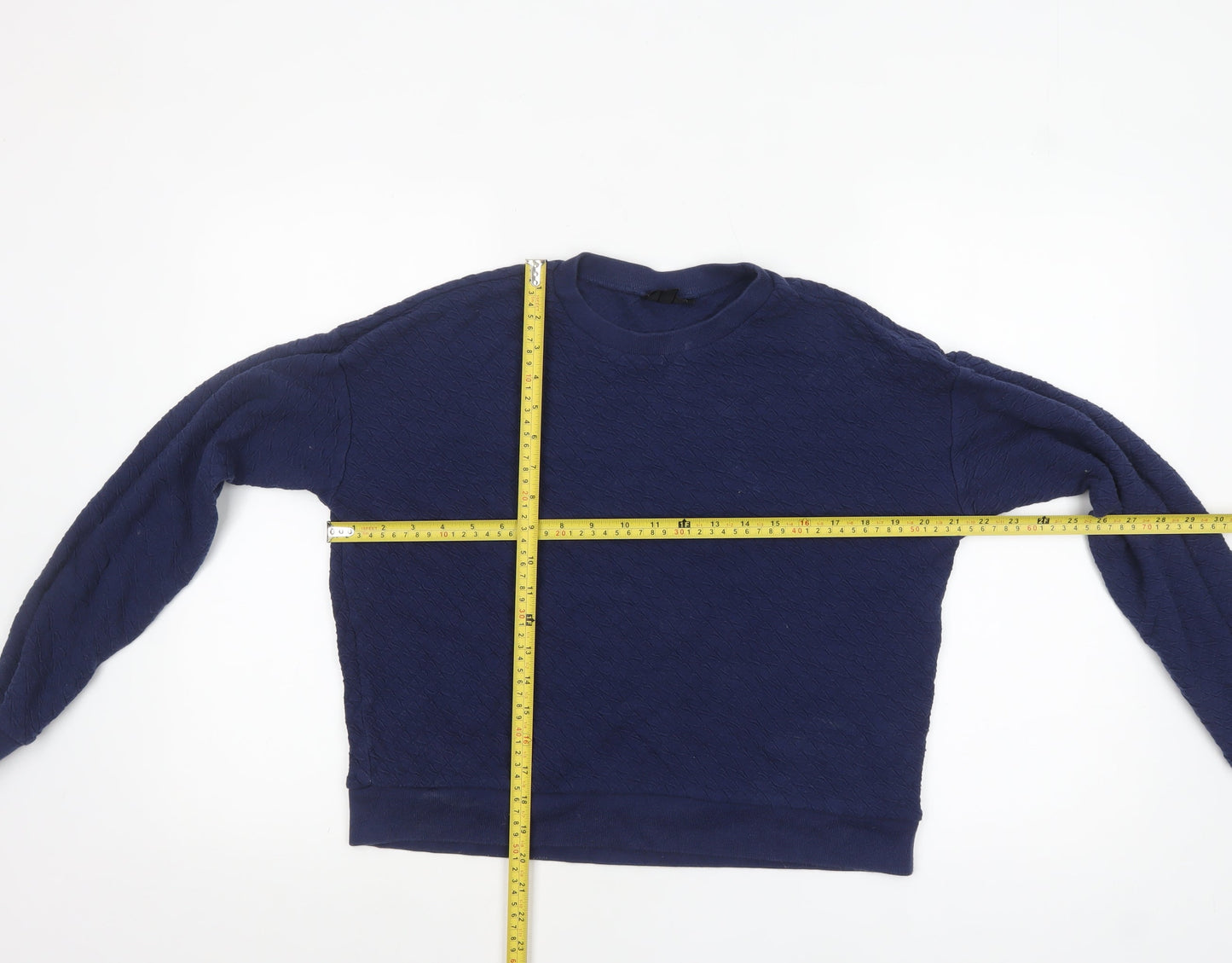 Topshop Women's Navy Blue Crew Neck Long Sleeve Pullover Sweatshirt UK 10