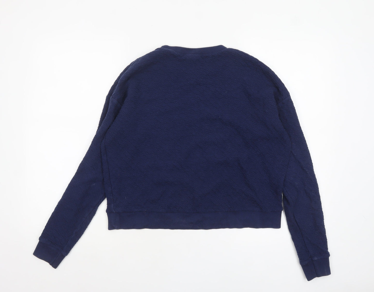 Topshop Women's Navy Blue Crew Neck Long Sleeve Pullover Sweatshirt UK 10
