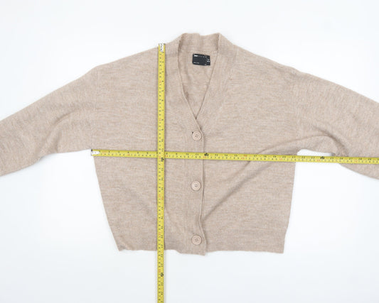 ASOS Design Womens Beige Cardigan UK 6 V-Neck Long Sleeve Knit