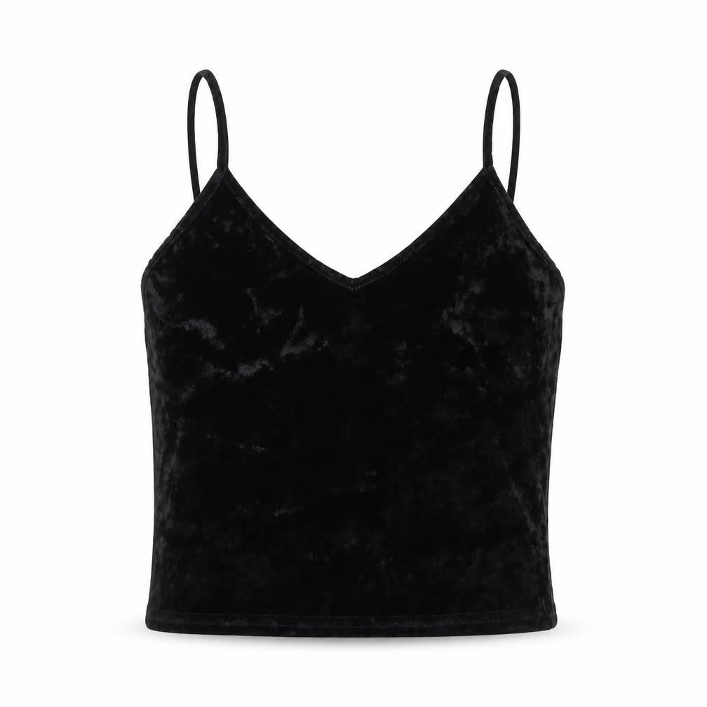 Sparkle & Fade Women's Black Velvet Camisole Tank Top L