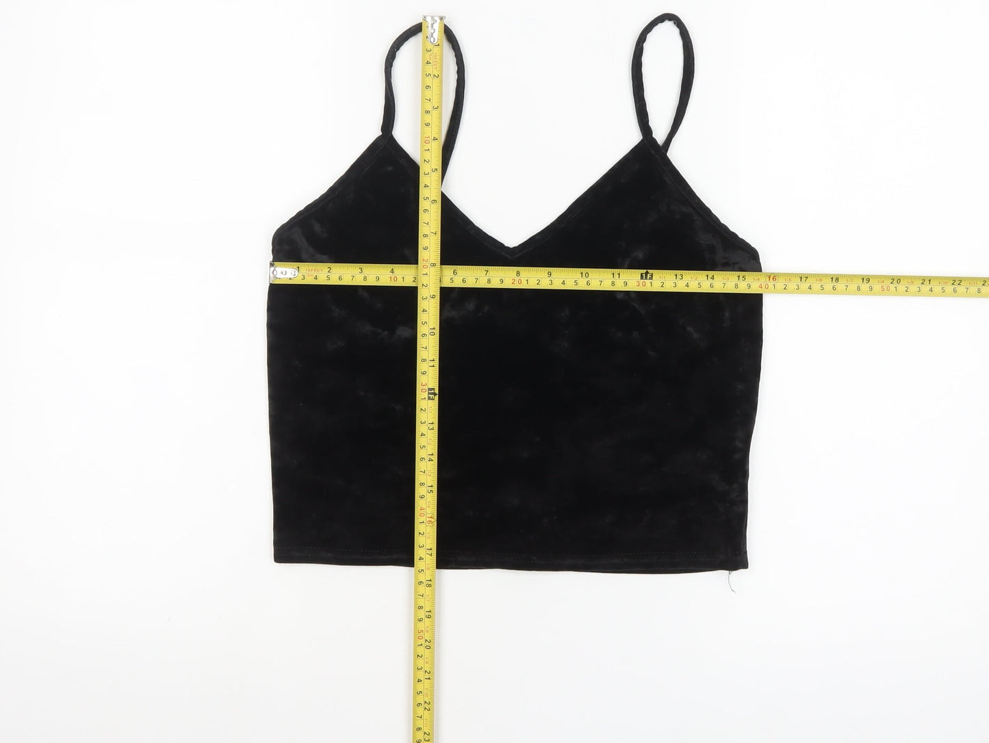 Sparkle & Fade Women's Black Velvet Camisole Tank Top L