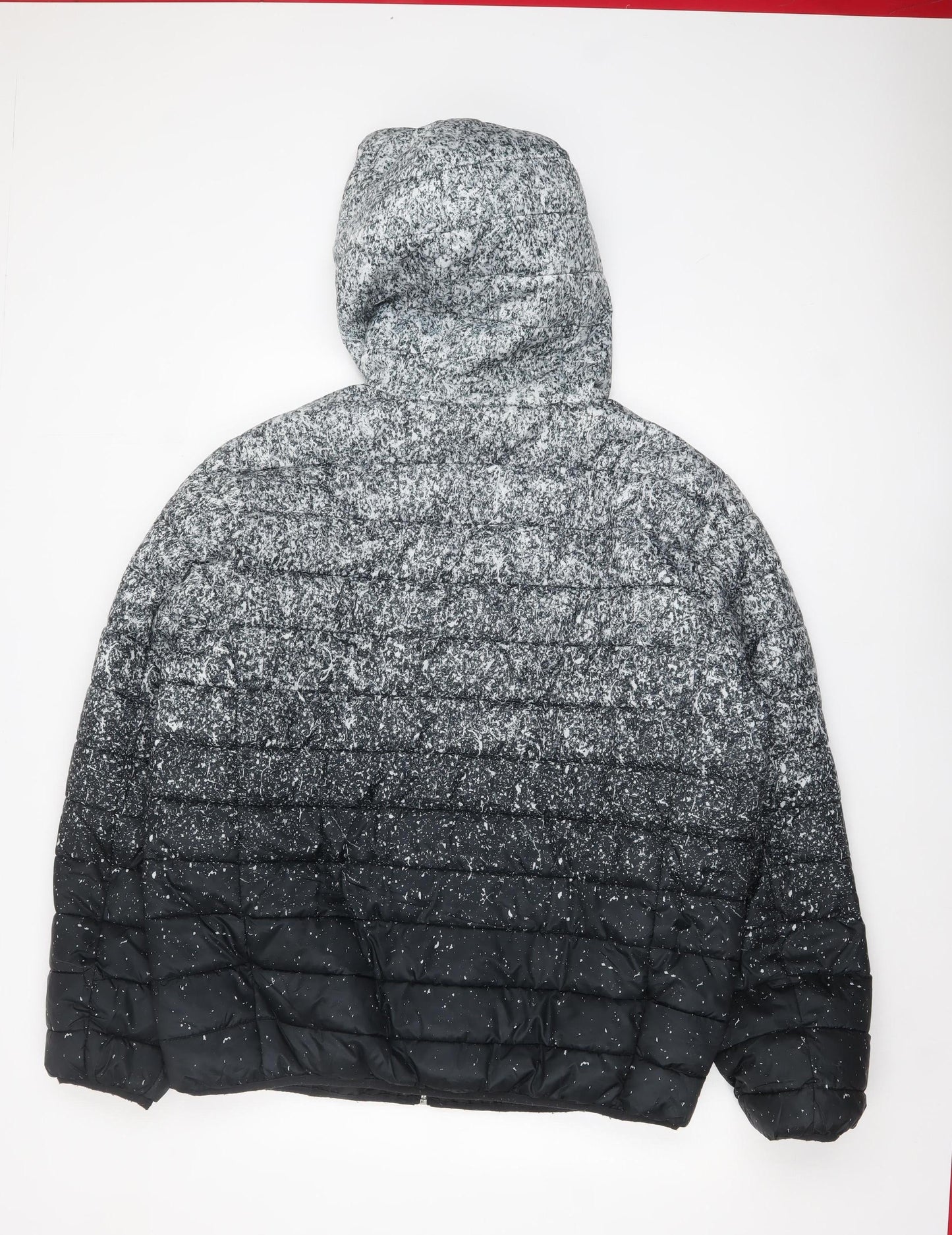 Primark Men's Grey 2XL Hooded Puffer Jacket Full Zip Winter Coat