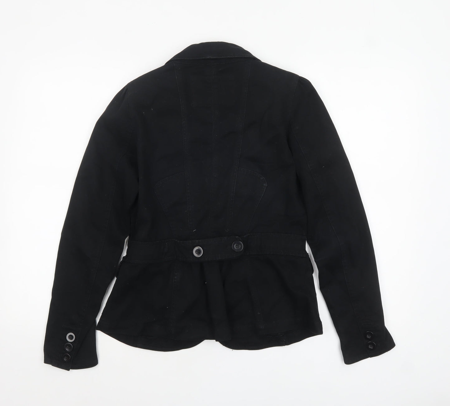 Authentic Womens Black Cotton Blazer Size 10 Casual Classic Jacket
