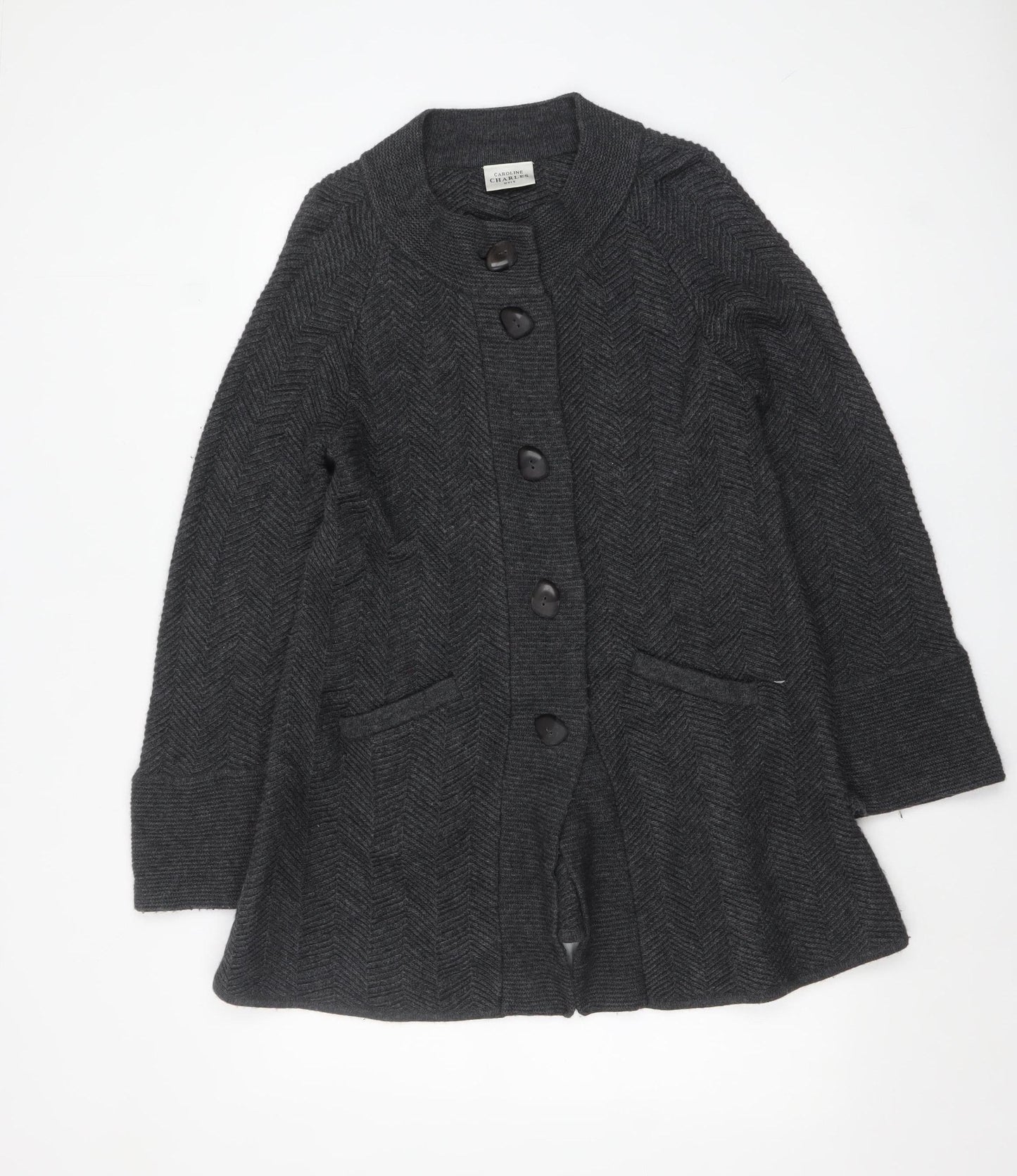 Caroline Charles Women’s Grey Wool Blend Button Cardigan Size 2