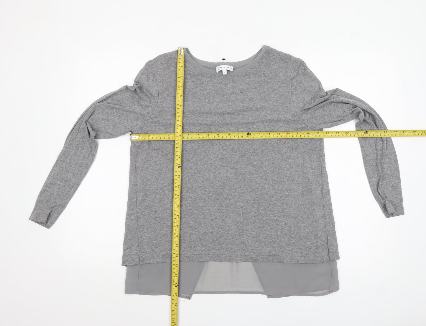 Warehouse Women Grey Long Sleeve Tunic Blouse UK 10 Viscose Elastane