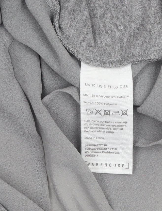 Warehouse Women Grey Long Sleeve Tunic Blouse UK 10 Viscose Elastane