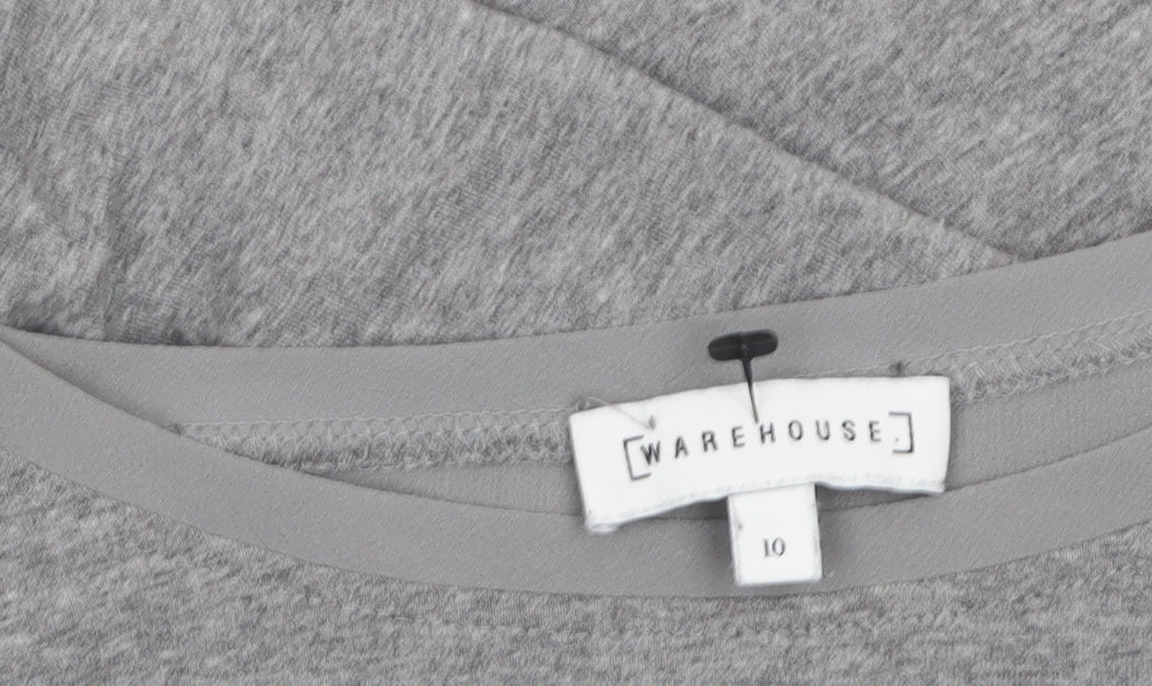 Warehouse Women Grey Long Sleeve Tunic Blouse UK 10 Viscose Elastane