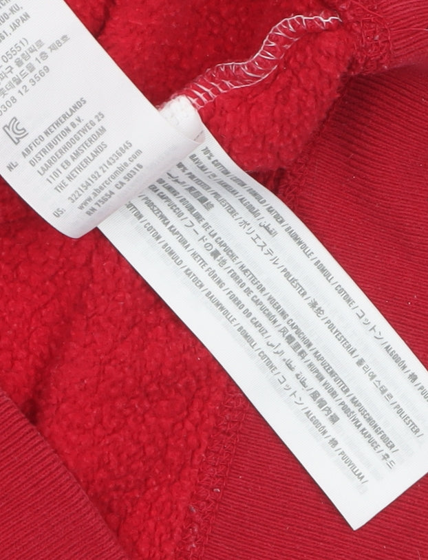 Hollister Men’s Red White Pullover Hoodie XS Fleece Logo Sweatshirt