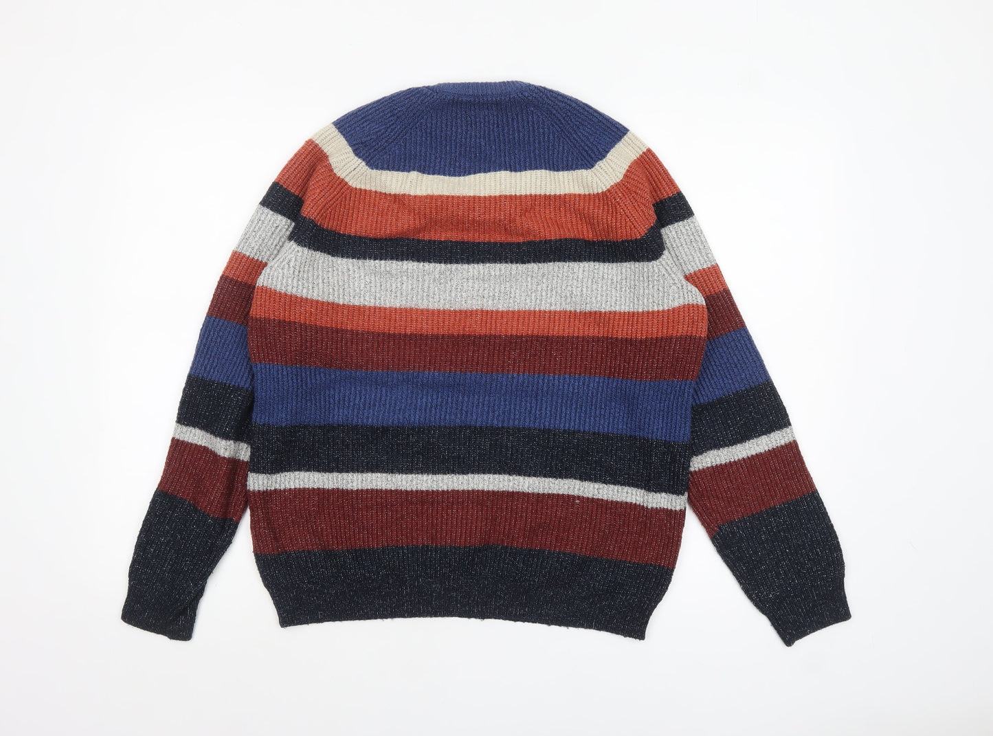Marks and Spencer Mens Multicoloured Striped Chunky Knit Jumper M