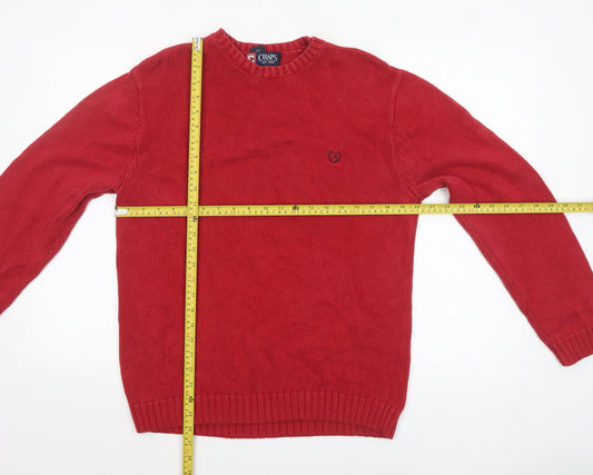 Chaps Men's Red Cotton Crew Neck Pullover Jumper Size S