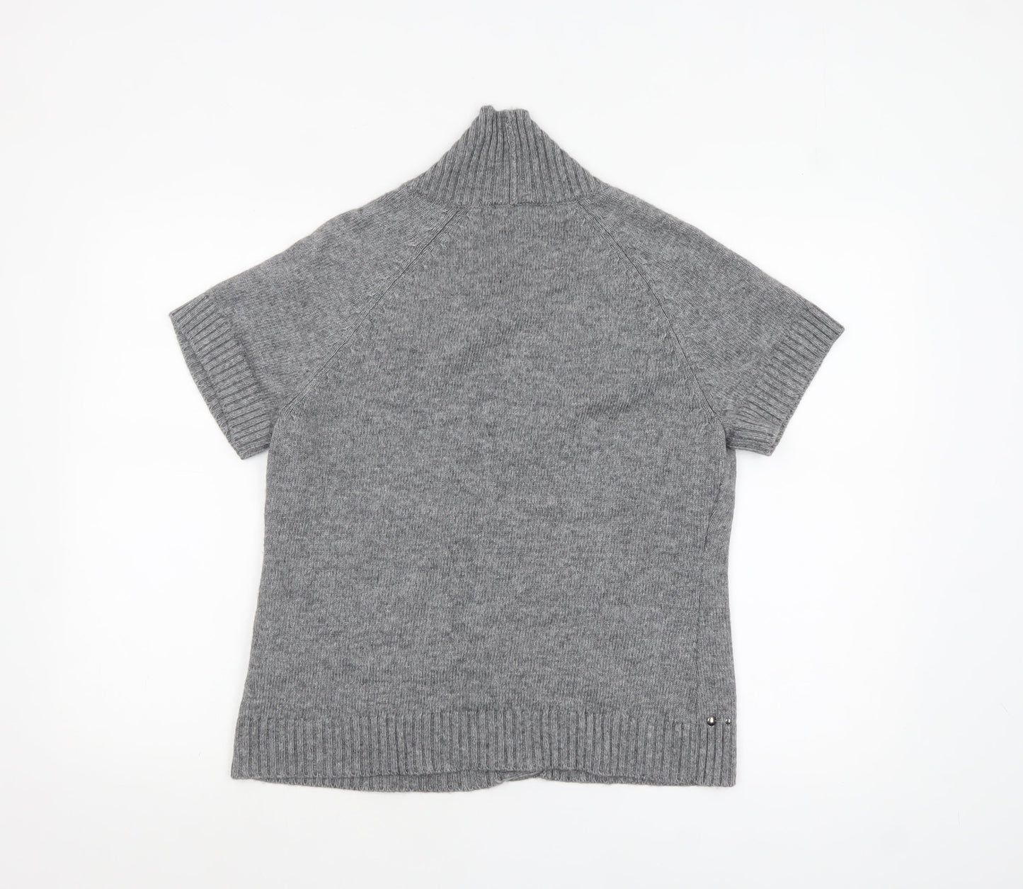 Gerry Weber Women Grey Short Sleeve Knit Button Cardigan Size 16