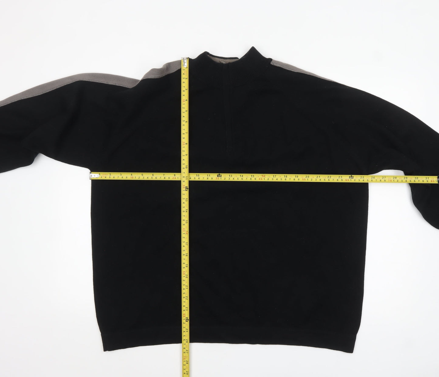 Marks and Spencer Men's Black XL High Neck Cotton Pullover Jumper
