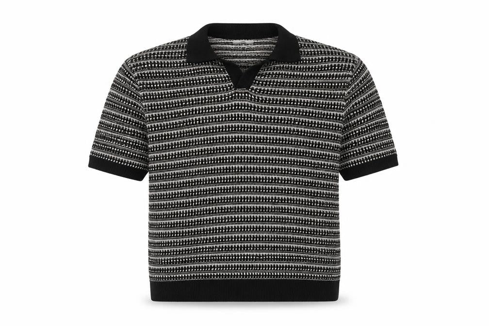 Marks and Spencer Men's Black 2XL Collared Short Sleeve Knit Polo Jumper