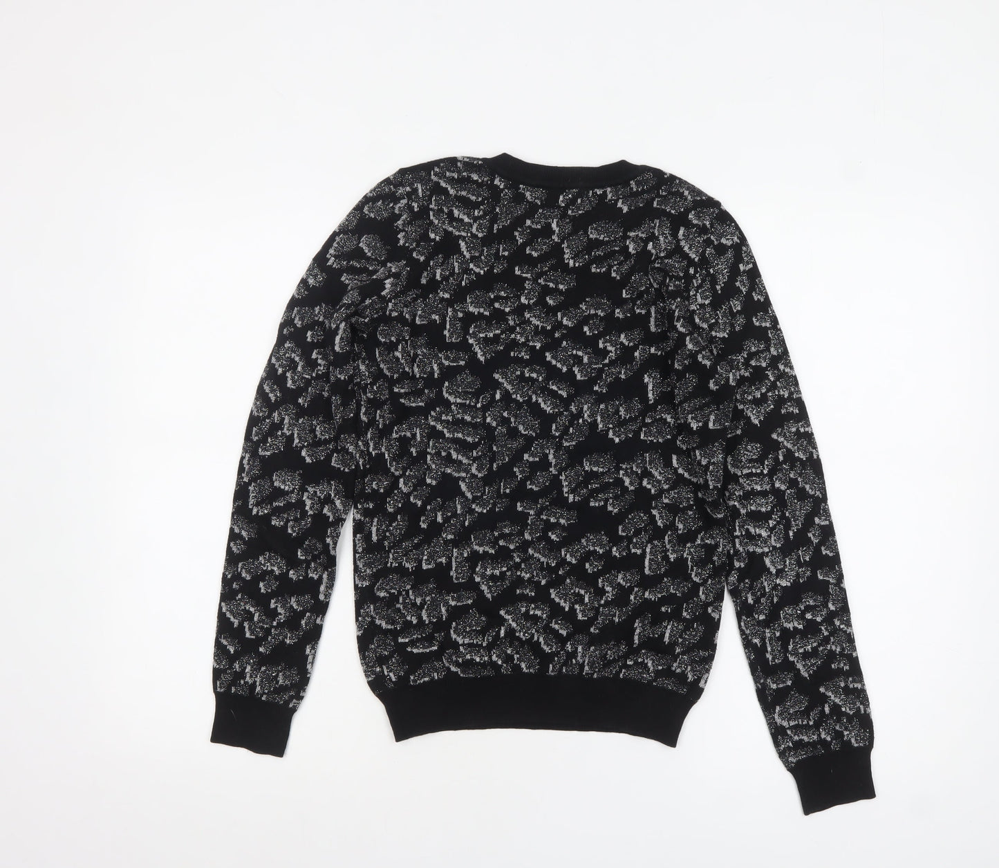 Oasis Women's Black Glitter Animal Print Knit Jumper Size S