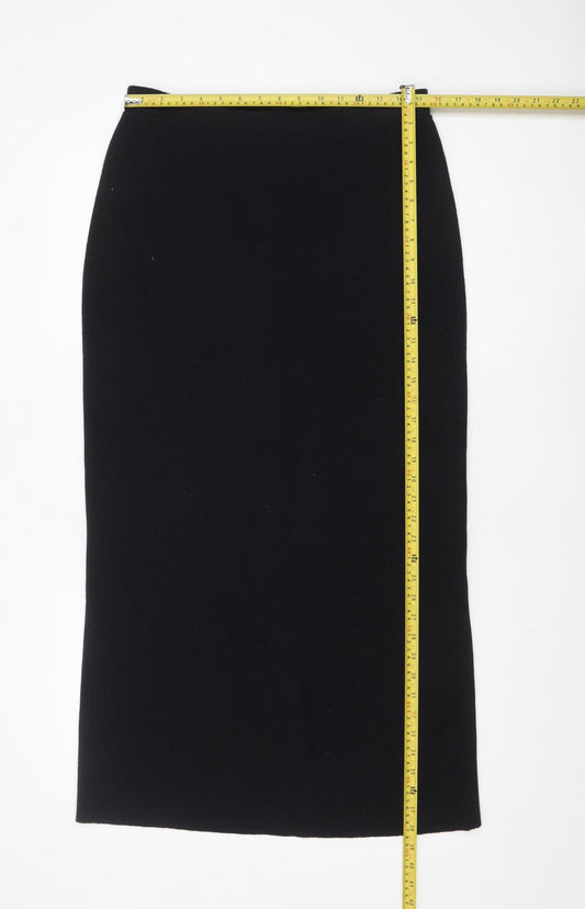 VIZ-A-VIZ Women's Black Wool Blend Midi Pencil Skirt L