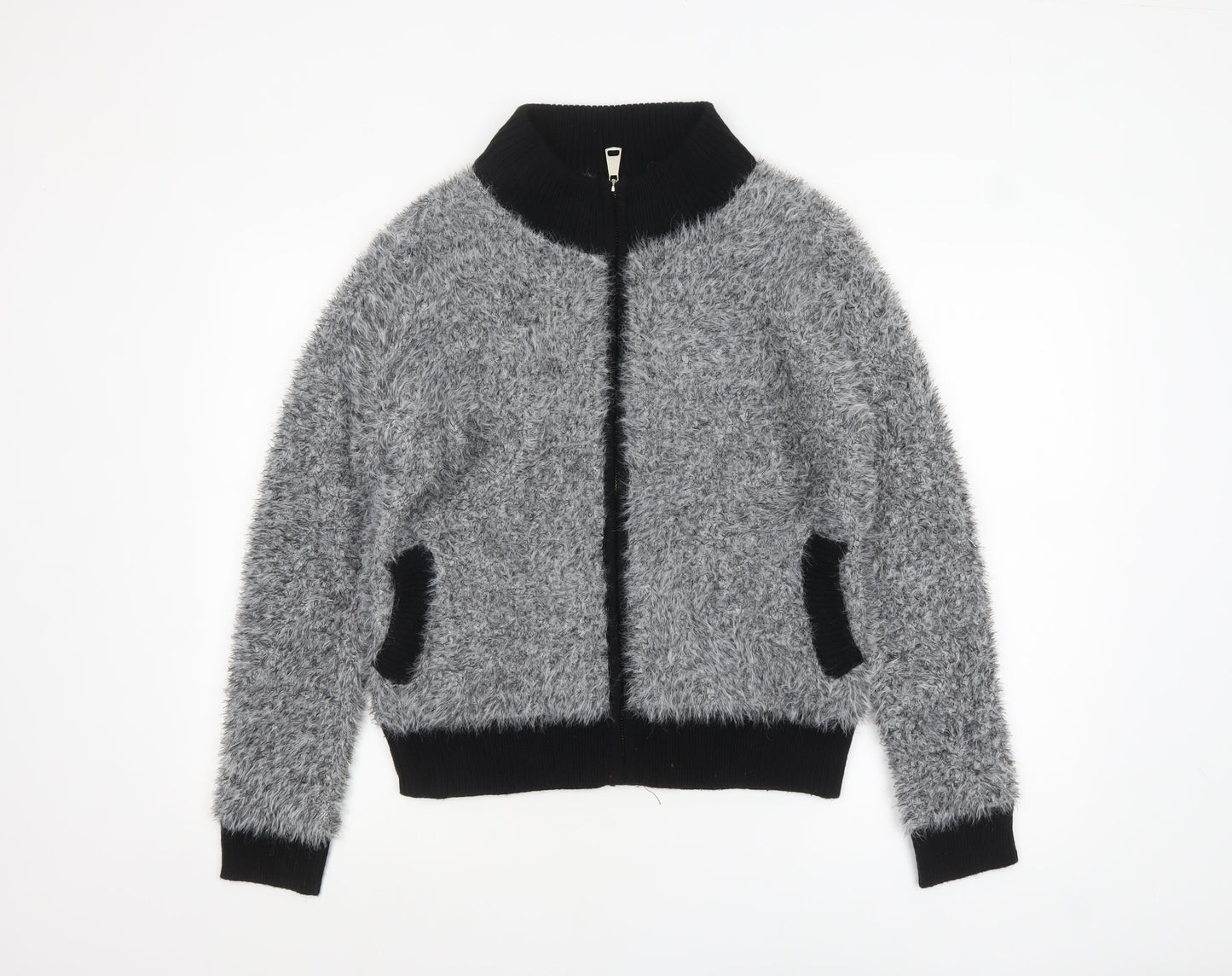 Katumi Women’s Grey Full Zip Chunky-Knit Jumper S