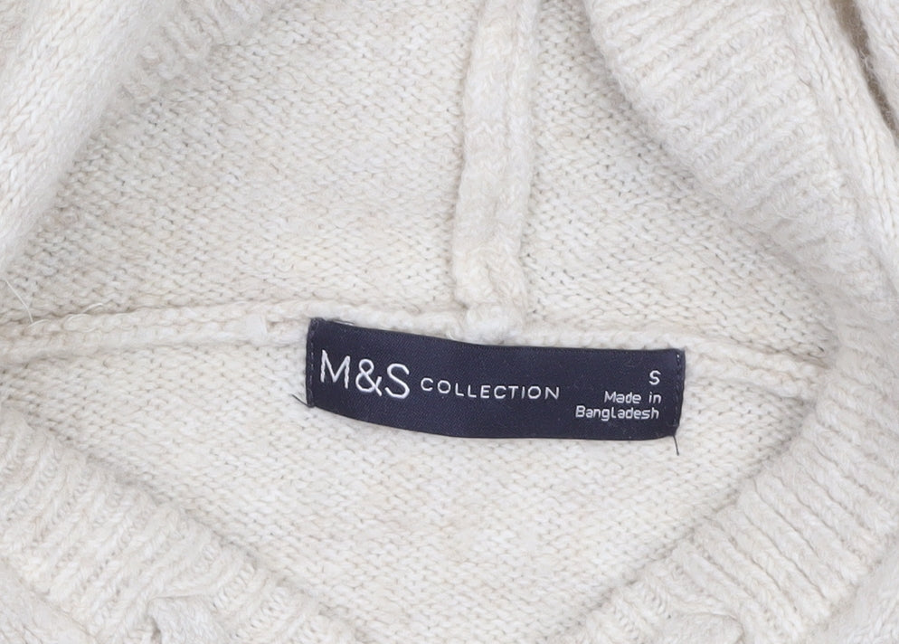 Marks and Spencer Women’s Beige Striped Hooded Knit Jumper Size S