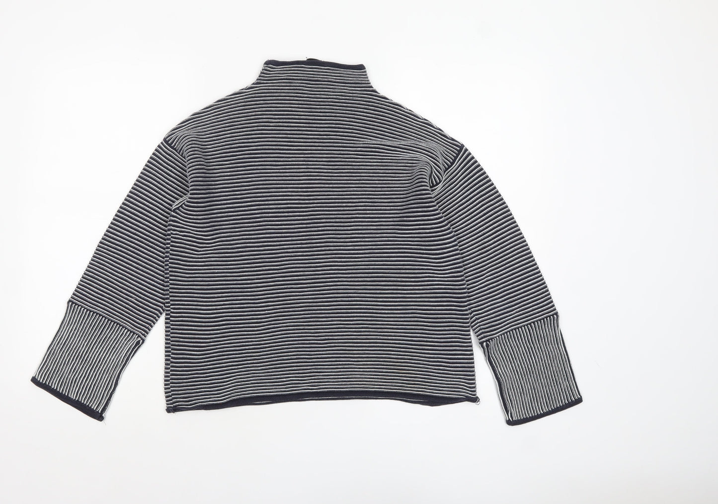 Warehouse Women’s Blue Striped Mock Neck Jumper Size 12