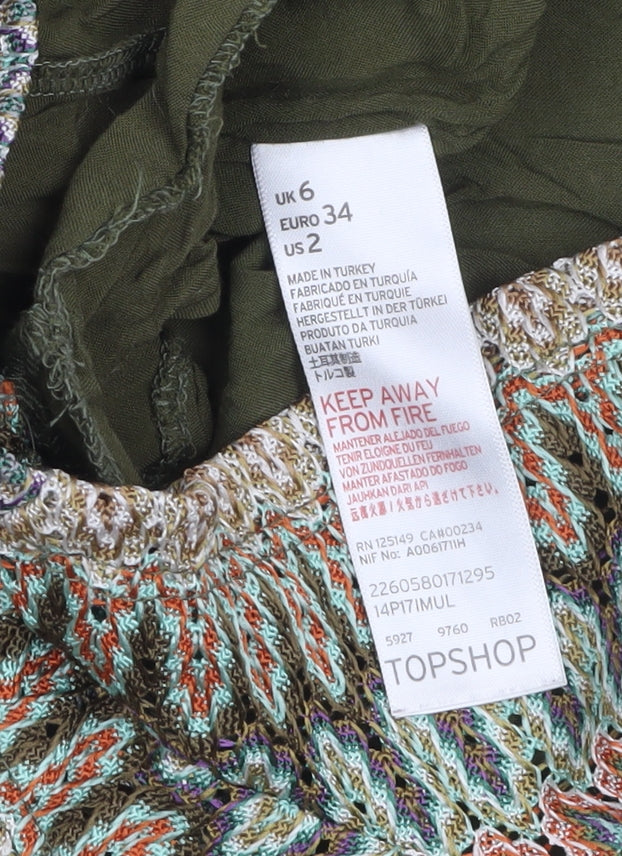 Topshop Women Multicoloured Knit Playsuit UK 6 Short Sleeve Elastic Waist