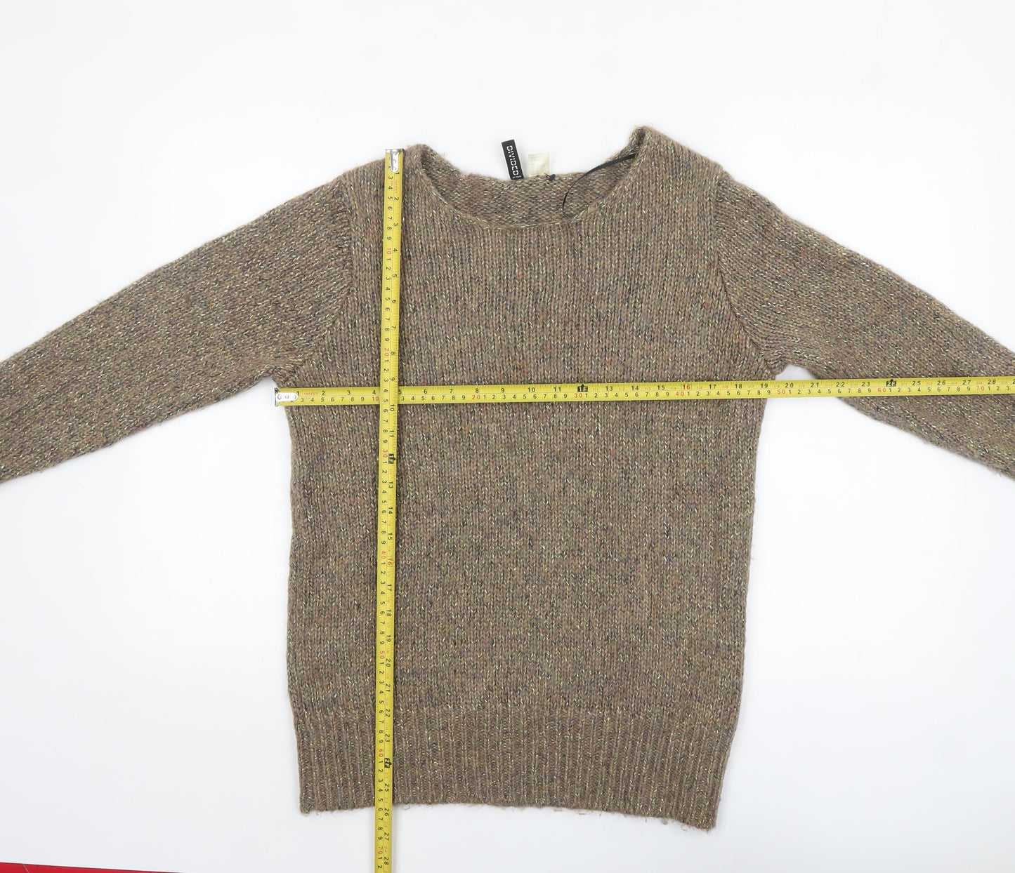 H&M Divided Womens Beige Metallic Knit Jumper Size 10