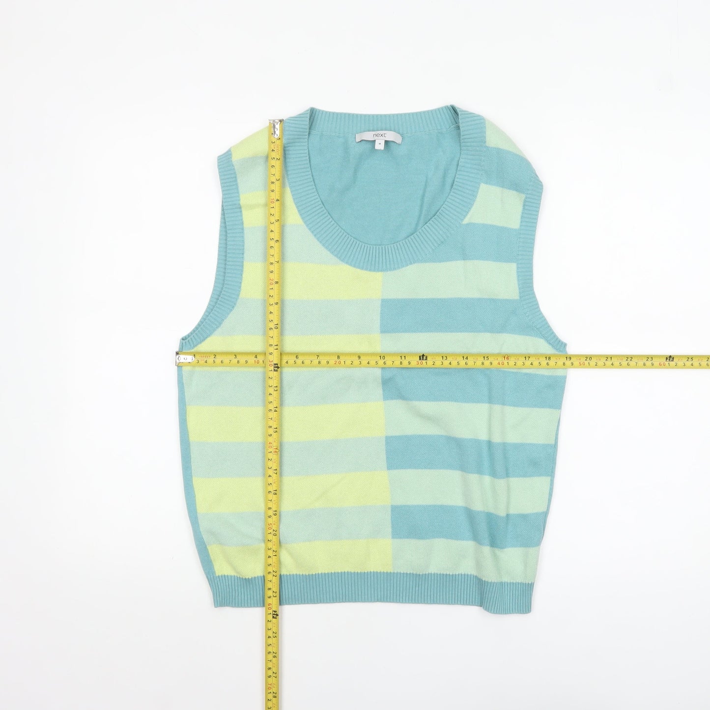 Next Women's Multicoloured Striped Knit Vest Jumper Size 14
