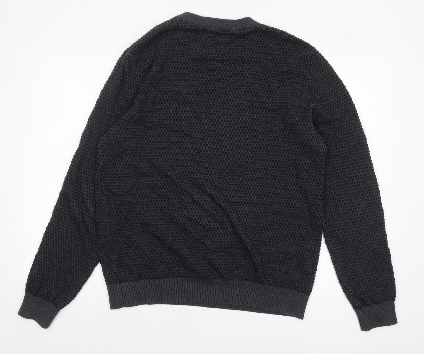 Jack & Jones Men’s Black Waffle Knit Crew Neck Jumper XL