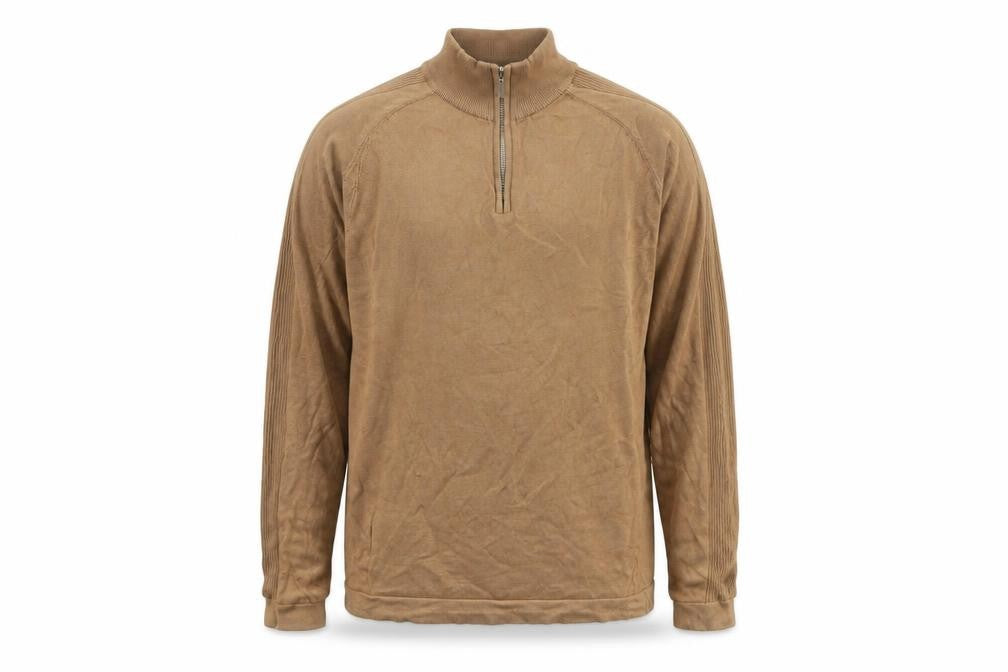 River Island Men's Beige XL 1/4 Zip High Neck Jumper