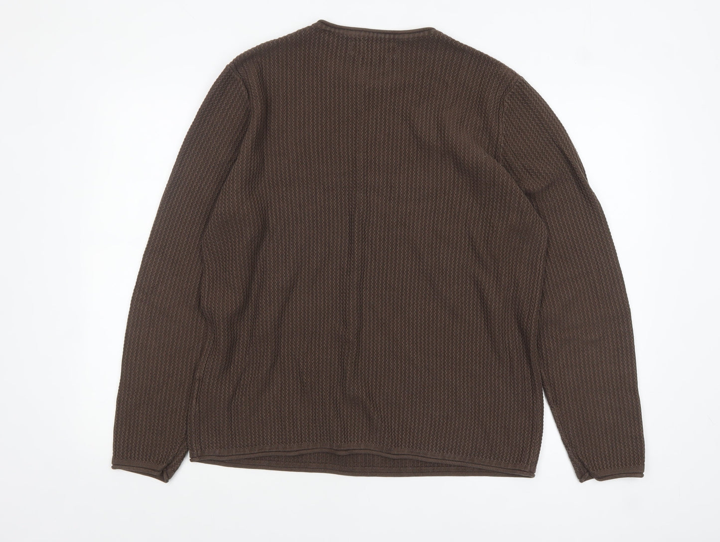 Jack & Jones Men’s Brown Waffle Knit Crew Neck Jumper XL Regular Fit