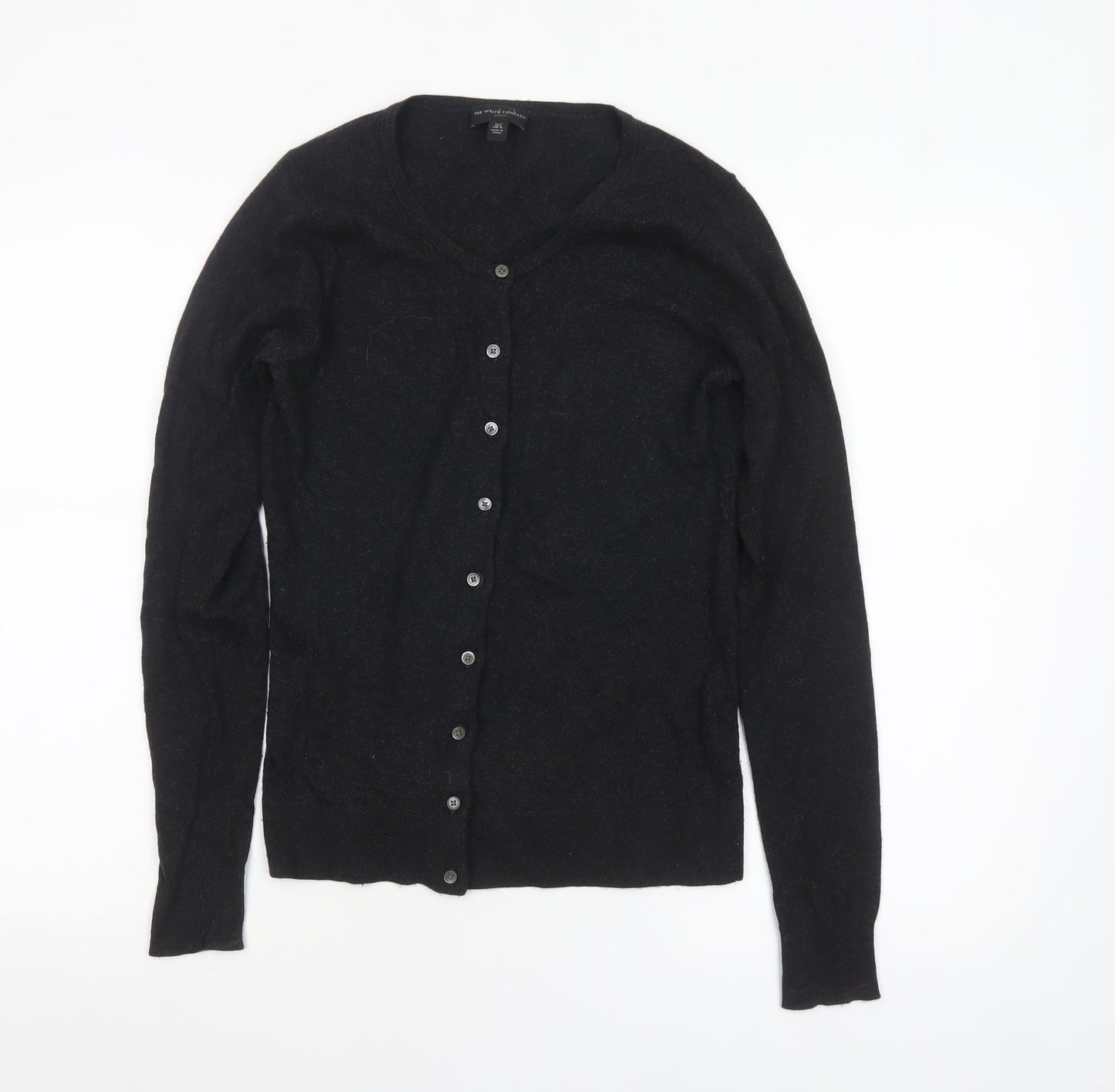 The White Company Women's Black V-Neck Cardigan Size 8