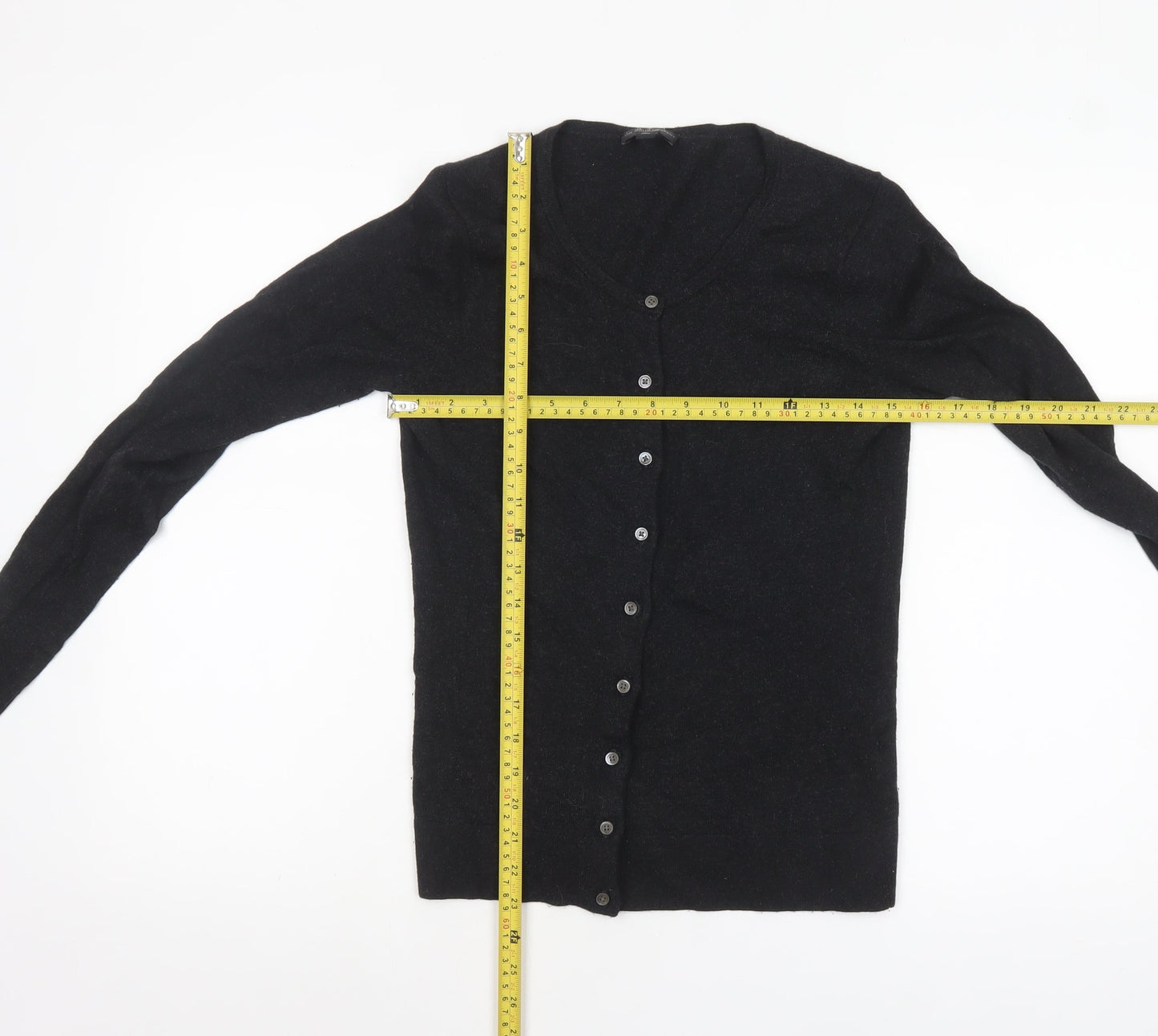 The White Company Women's Black V-Neck Cardigan Size 8