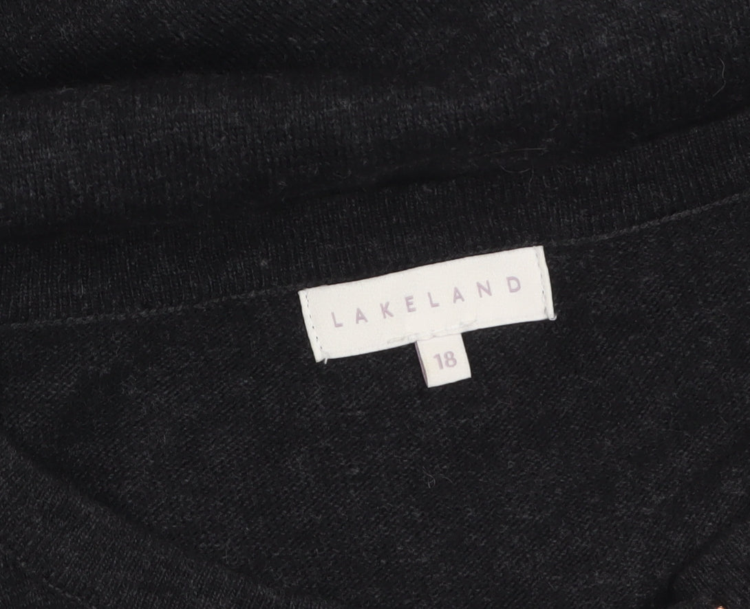 Lakeland Women's Black Full Zip Long Sleeve Knit Jumper Size 18
