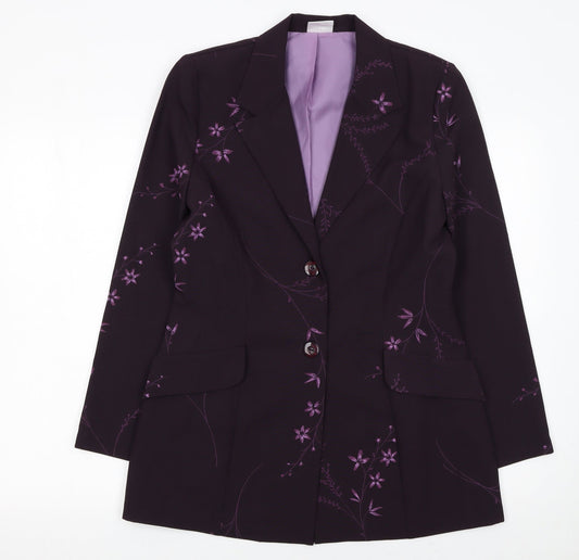 Select Women’s Purple Floral Single-Breasted Blazer Size 12