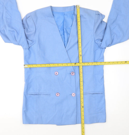Principles Women Blue Double-Breasted Blazer Size 12 Classic Lined Jacket
