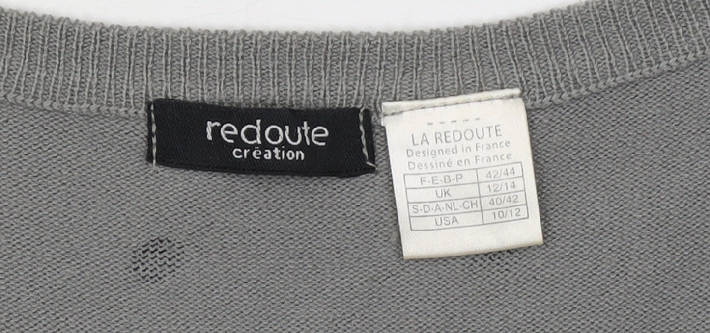 La Redoute Women Grey Polka Dot Button Cardigan Size 12/14