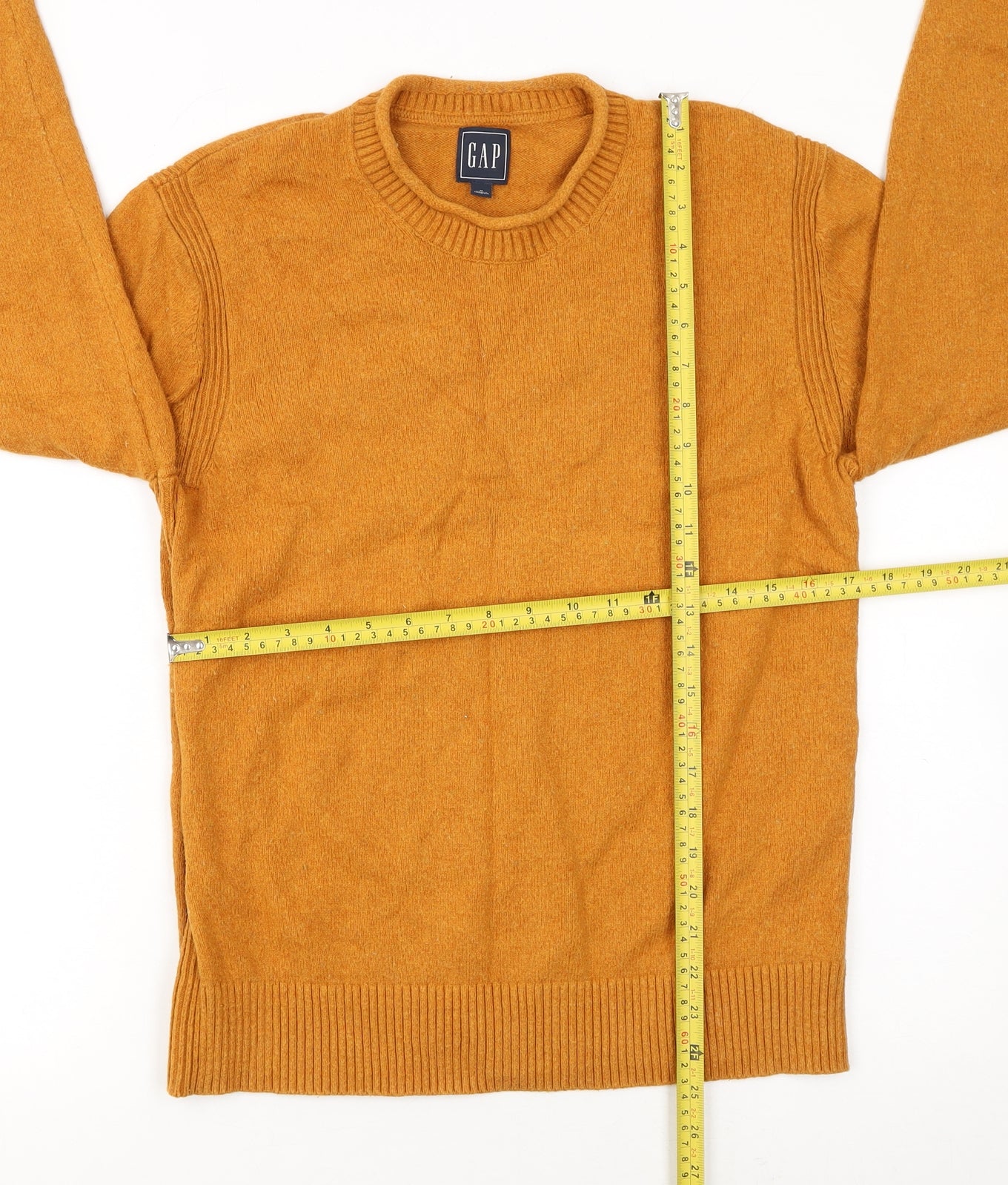 GAP Men's Orange Cotton Wool Crew Neck Jumper M Regular Fit