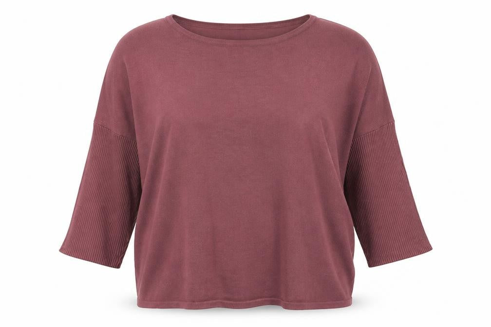 Saint Tropez Women’s Purple Crew Neck 3/4 Sleeve Relaxed Jumper M