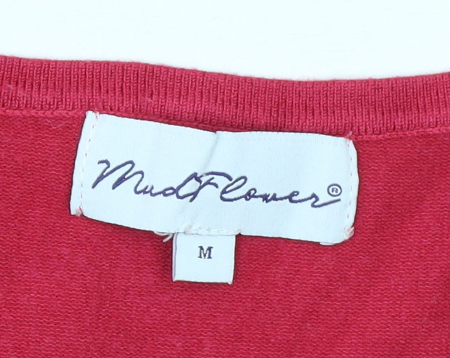 Mudflower Womens Red Star Beaded Long Sleeve Pullover Jumper M