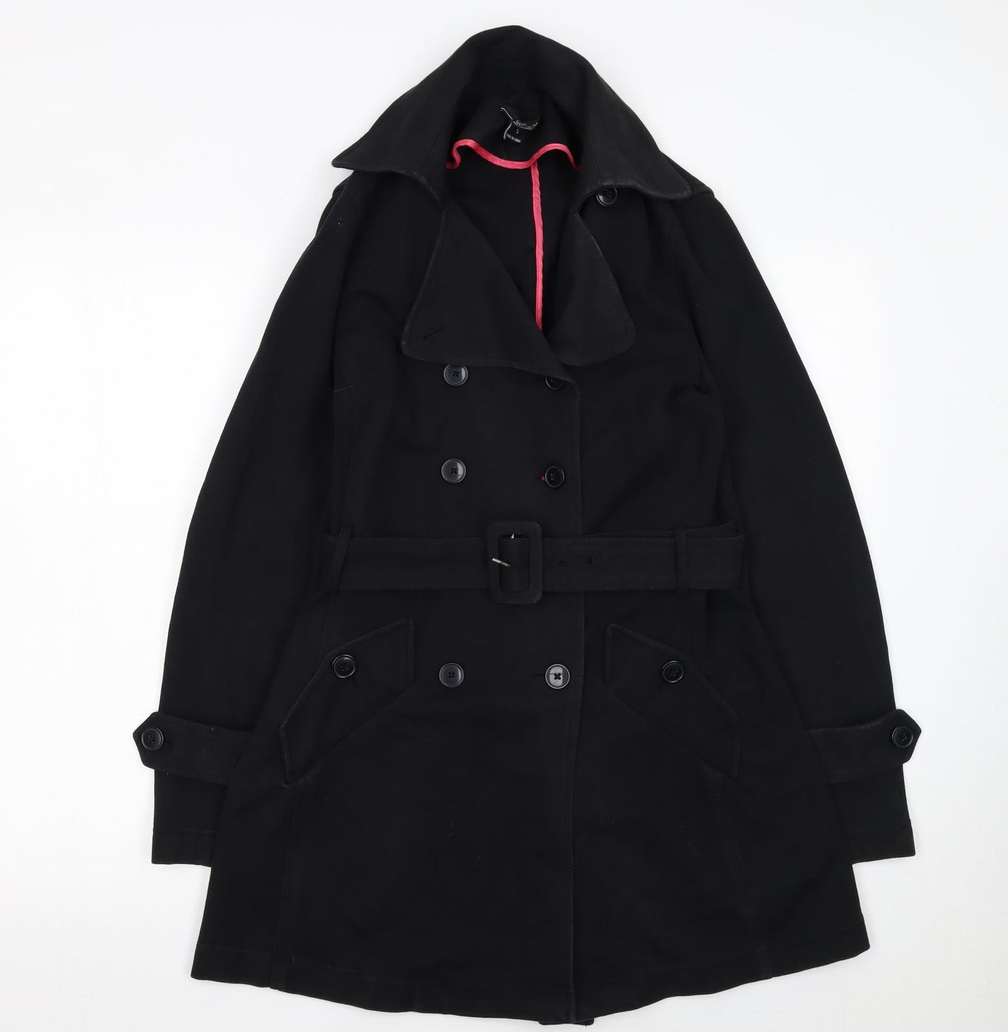 Willi Smith Women's Black Belted Trench Coat Size S