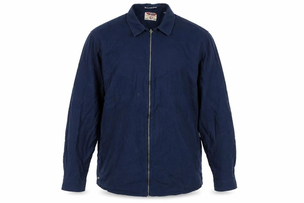 Tokyo Laundry Men's Blue Cotton Zip-Up Long Sleeve Shirt XL