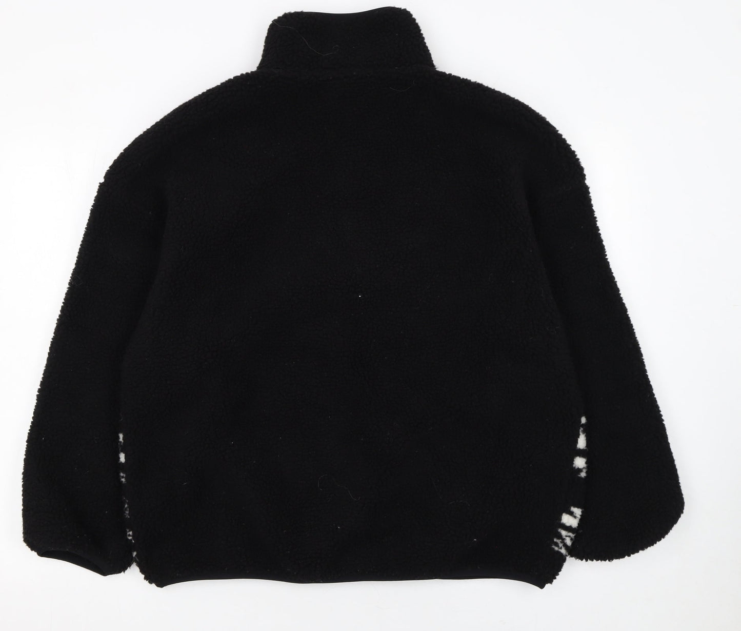 H&M Divided Womens Black Fleece Pullover Sweatshirt S Aztec Pattern
