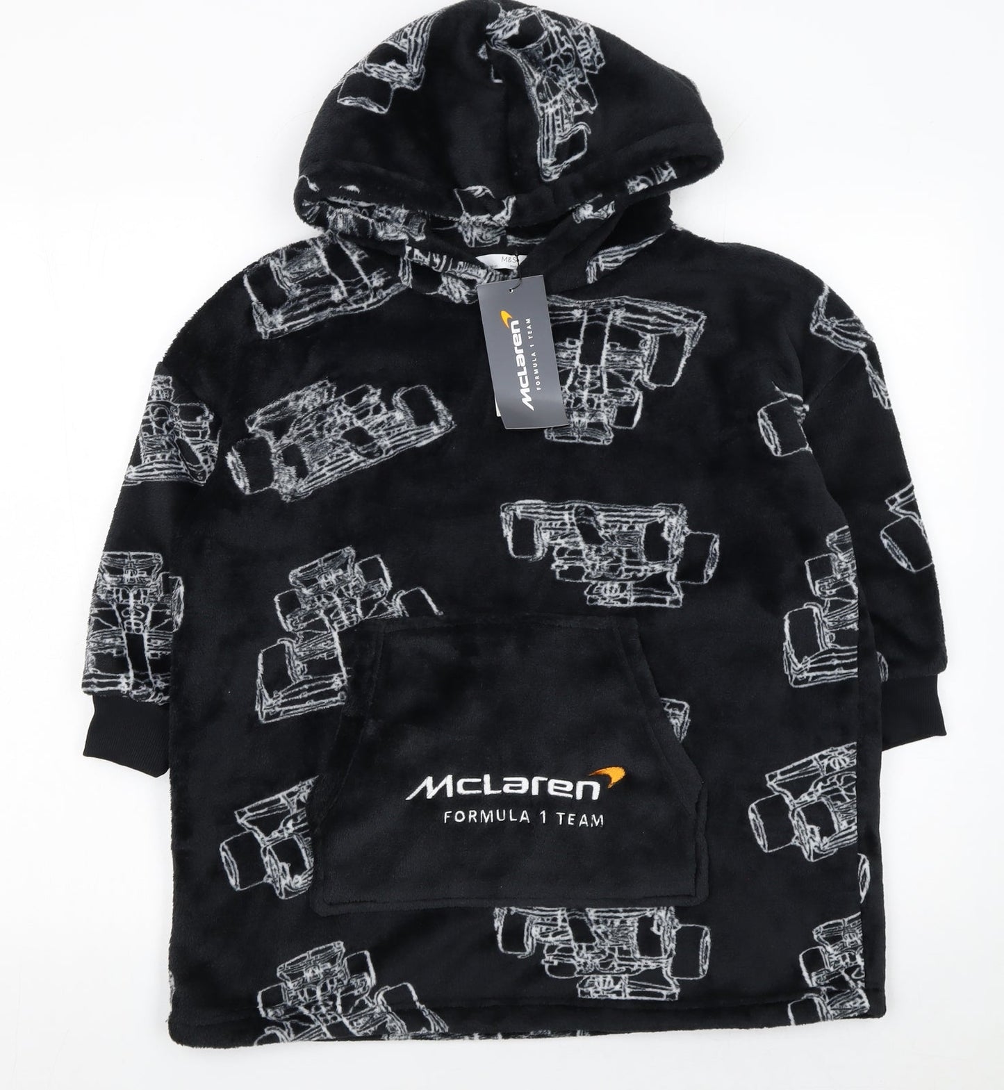 Marks and Spencer Boys Black McLaren F1 Hooded Fleece Robe 5-6 Years
