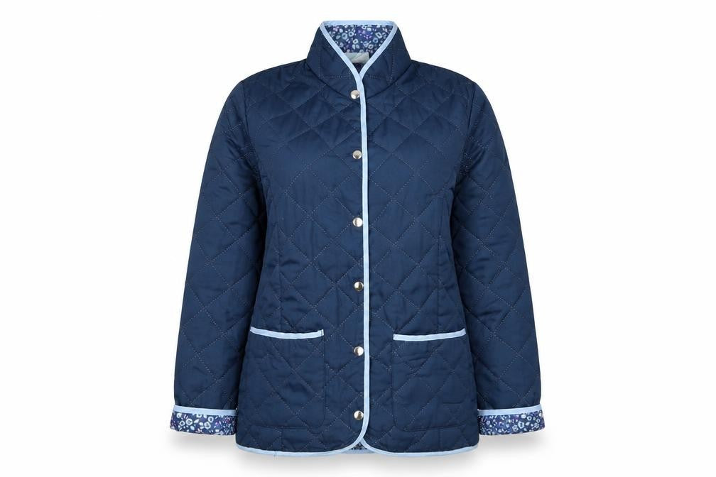 Nathalie Andersen Women's Blue Quilted Mid-Length Jacket Size 10/12