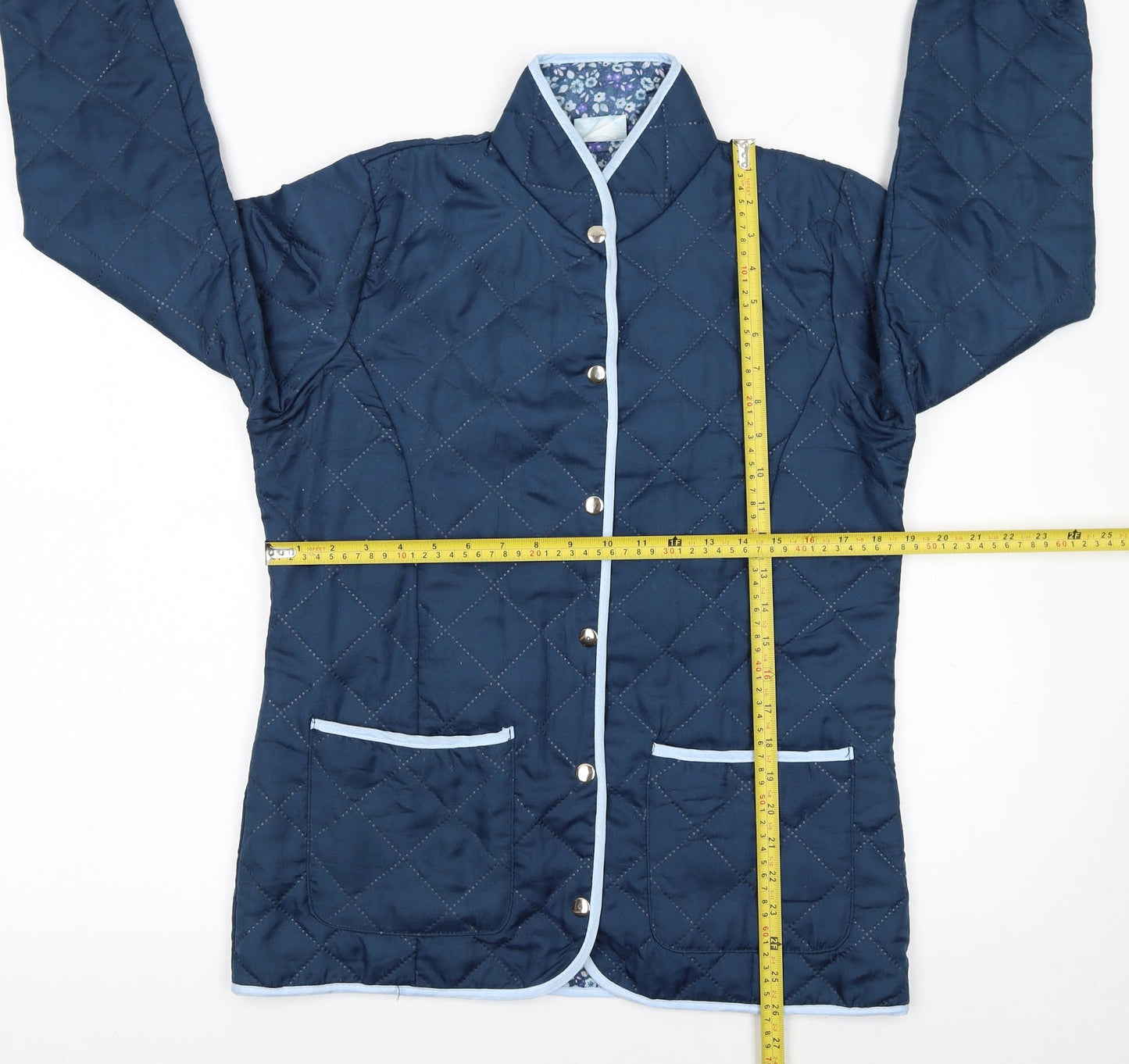 Nathalie Andersen Women's Blue Quilted Mid-Length Jacket Size 10/12
